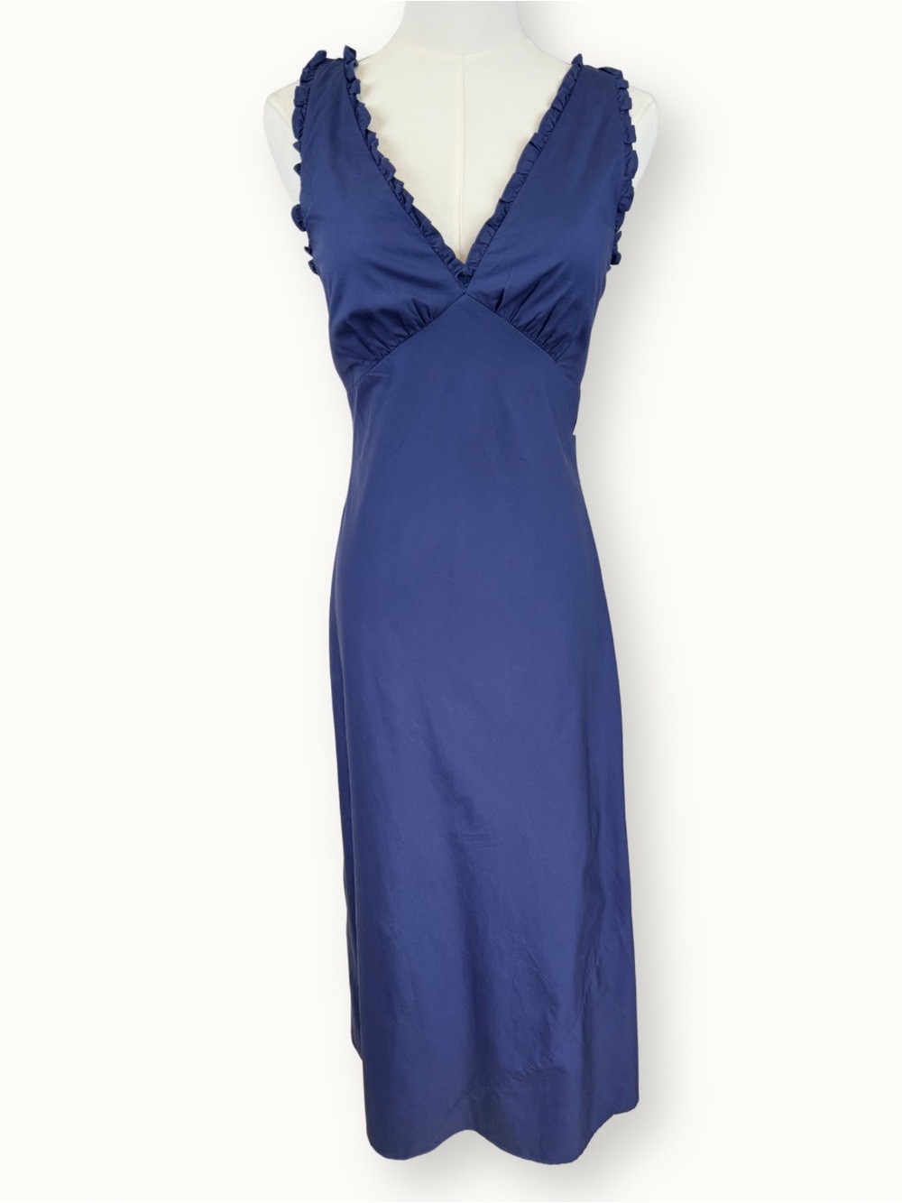 NWT WAYF Navy Blue Ruffled V-Neck Maxi Dress XS